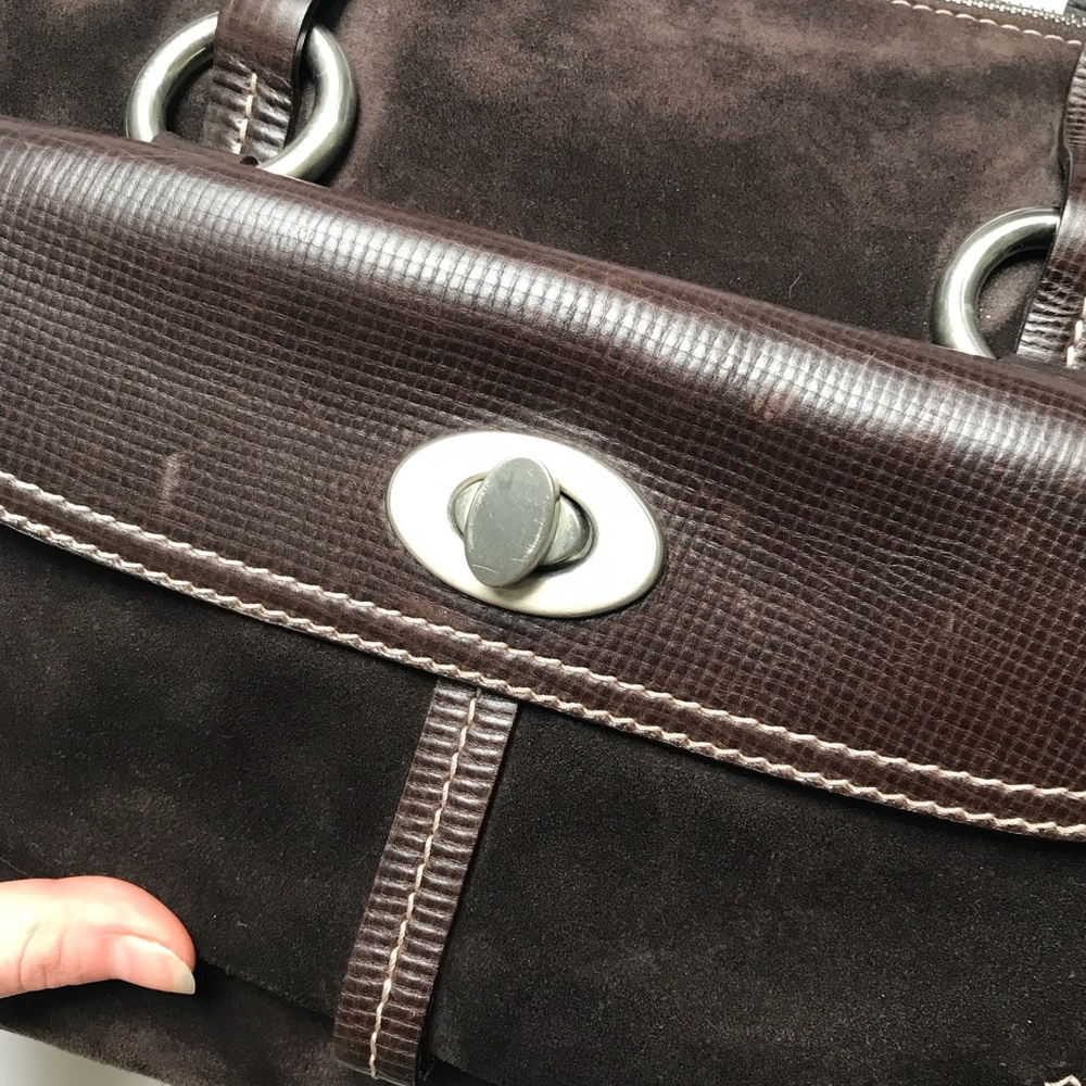 Andrea Mabiani Brown Leather Suede Satchel Tote - Picture 8 of 8